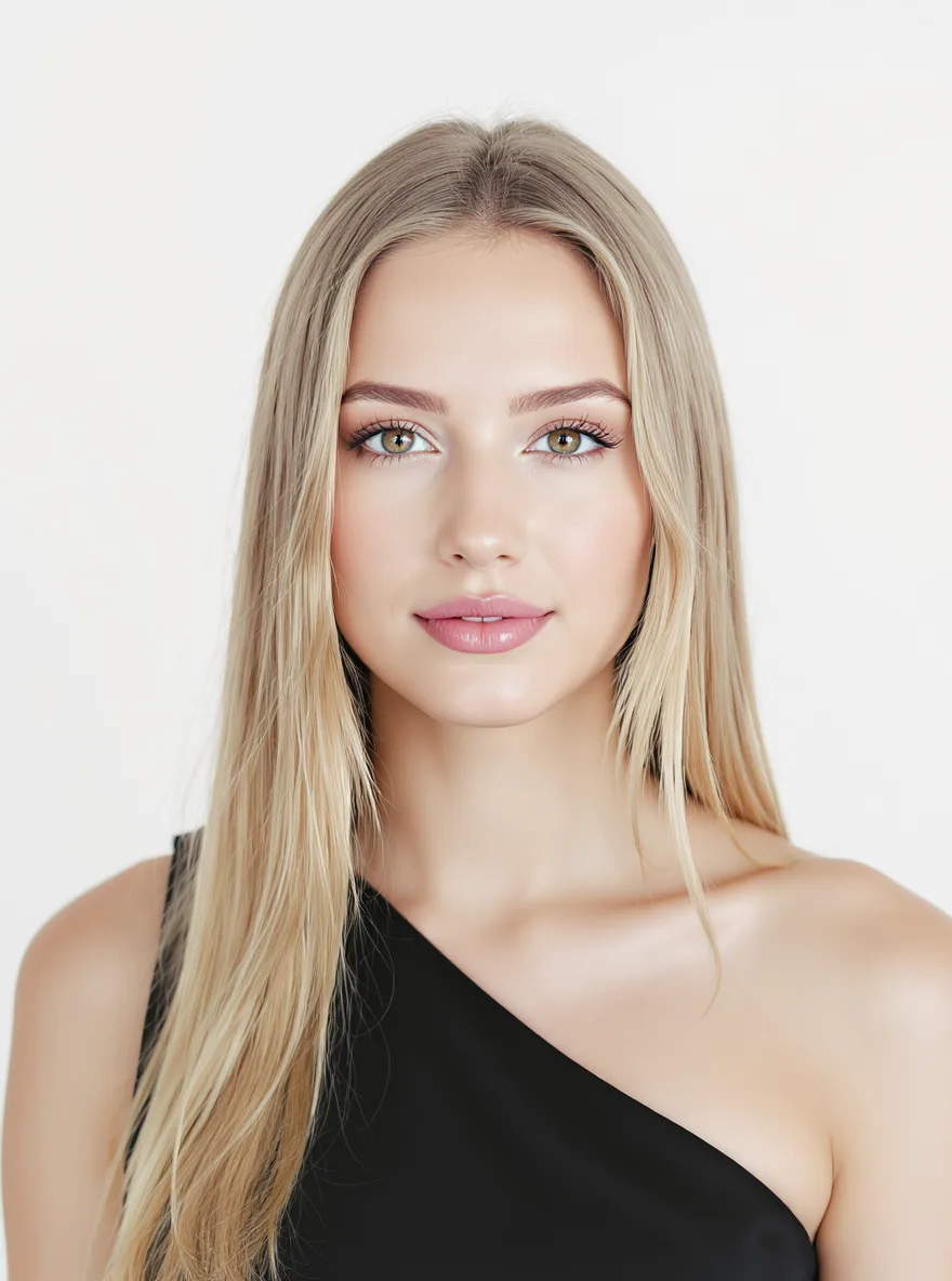 Platinum Blonde Straight Natural Layers with Medium Volume